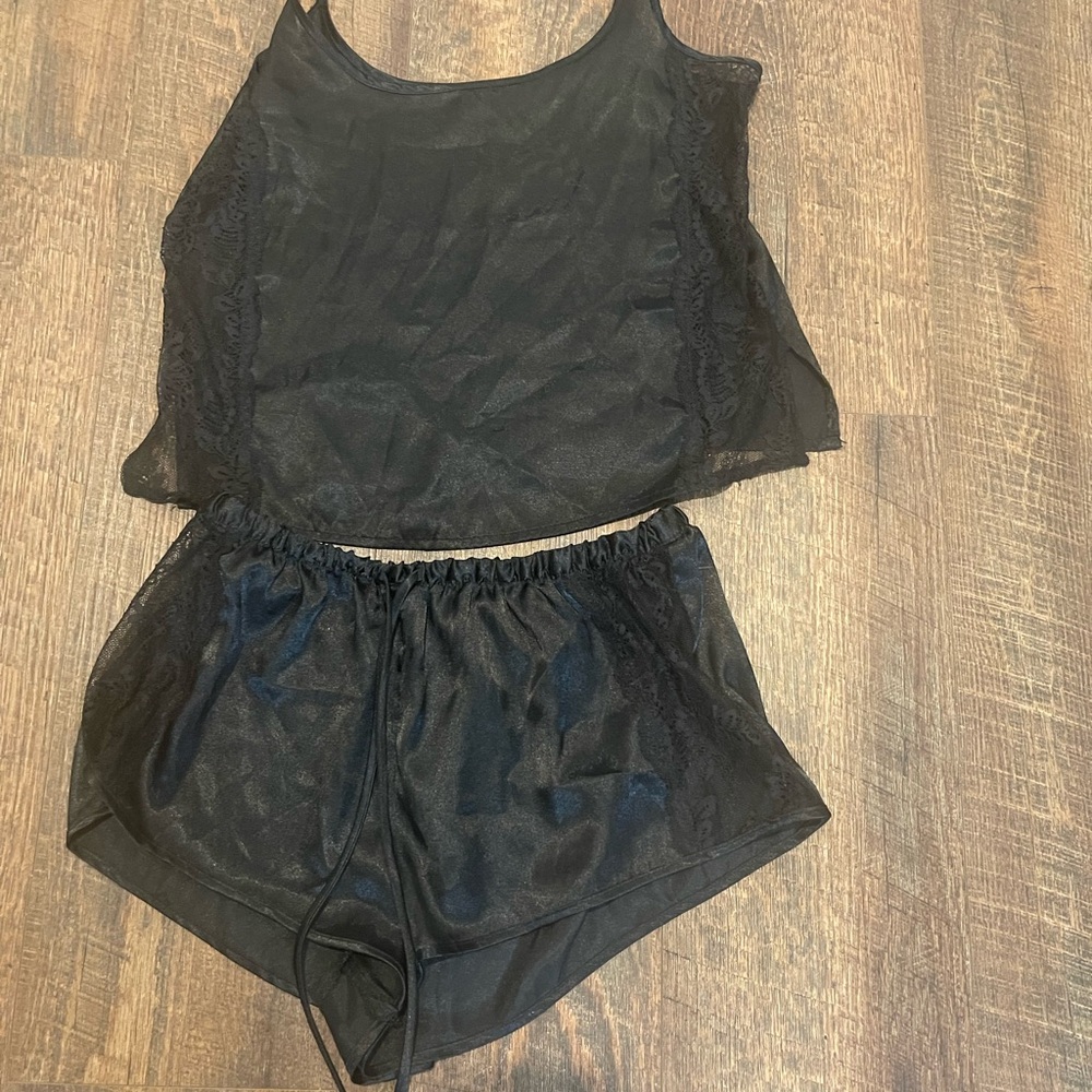 In Bloom Black Sheer Sleepwear Set